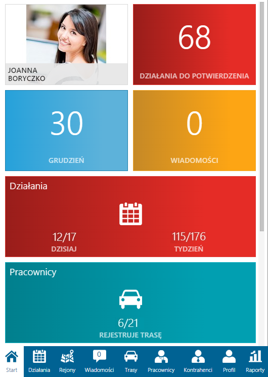 planowanie tras przedstawicieli handlowych - interfejs programu