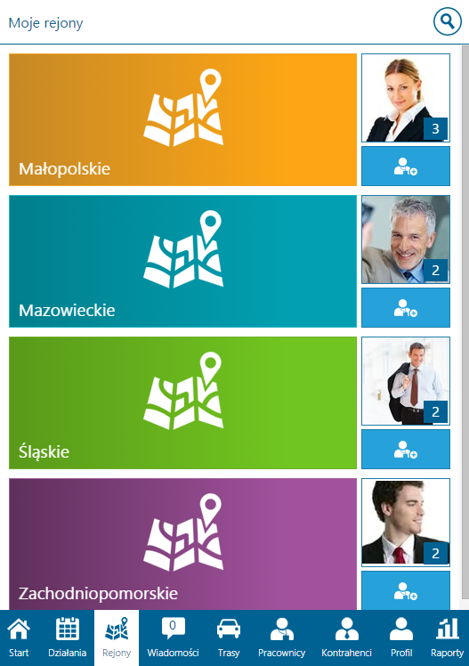 planowanie tras przedstawicieli handlowych - interfejs programu