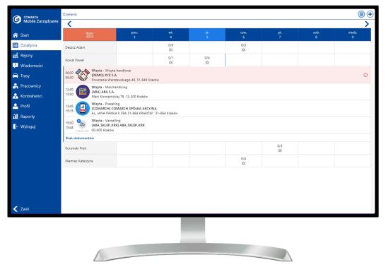 planowanie tras przedstawicieli handlowych - interfejs programu