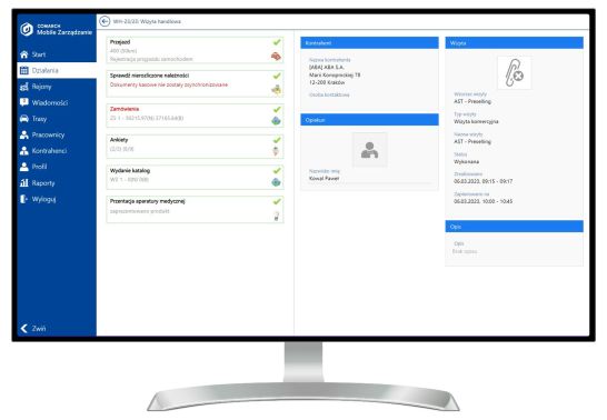 planowanie tras przedstawicieli handlowych - interfejs programu