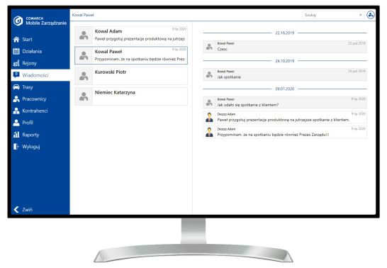 planowanie tras przedstawicieli handlowych - interfejs programu